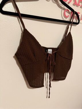 H&M Brown Knit Tie-Front Camisole